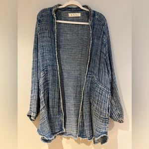 FREE PEOPLE Oversized Lightweight Shirt/Cardigan Blue